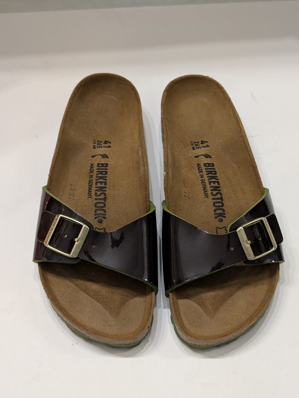 NWOT Birkenstock Women's 41/10 Madrid Brown Patent Leather Sandals Shoes